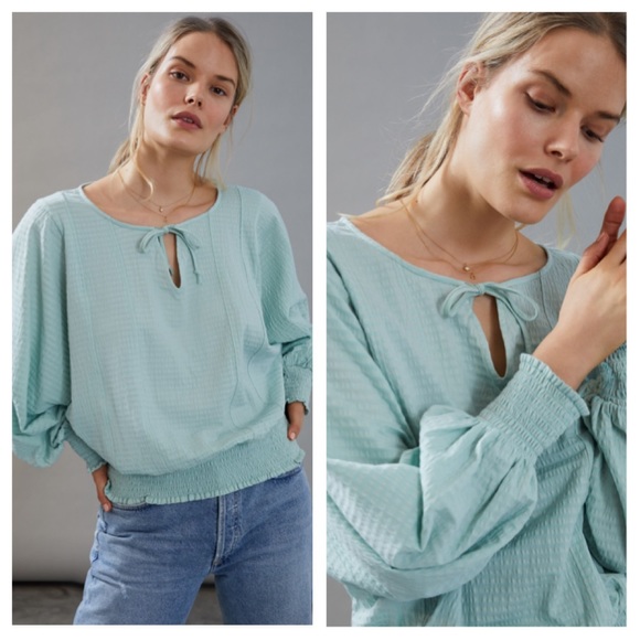 Anthropologie XL Gerri Seersucker Blouson Top NWT - Picture 2 of 11